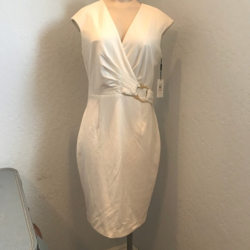 Calvin Klein V Neck Ivory color dress NWT - Picture 6 of 9